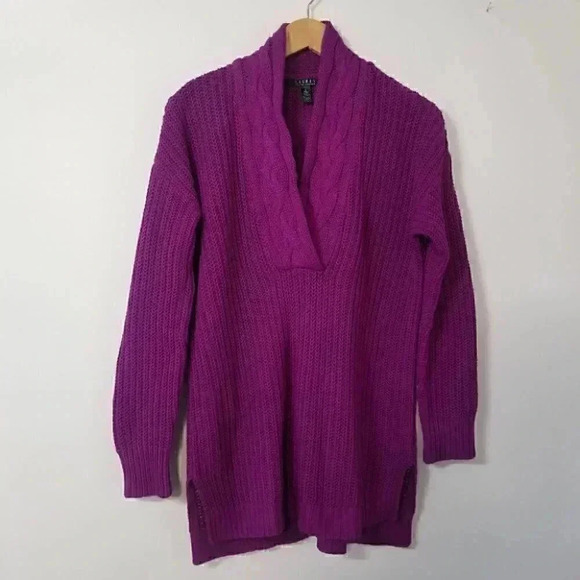 Lauren Ralph Lauren Purple Shawl Collar Knit  Pullover  Sweater - Picture 1 of 9